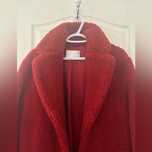 Wilfred Red Faux Fur Teddy Coat - Picture 2 of 8